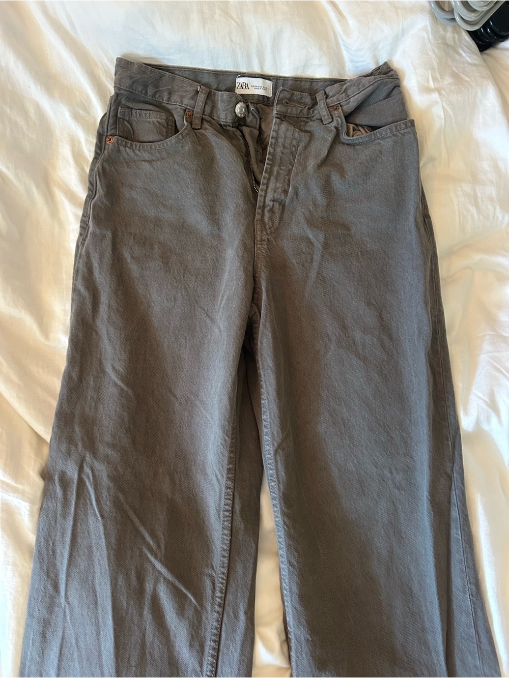 Zara High-Rise Wide Leg Jeans - Taupe